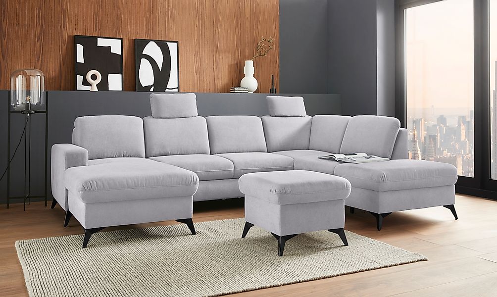 PLACES OF STYLE Wohnlandschaft »Lolland U-Form« Wahlweise mit Bettfunktion günstig online kaufen