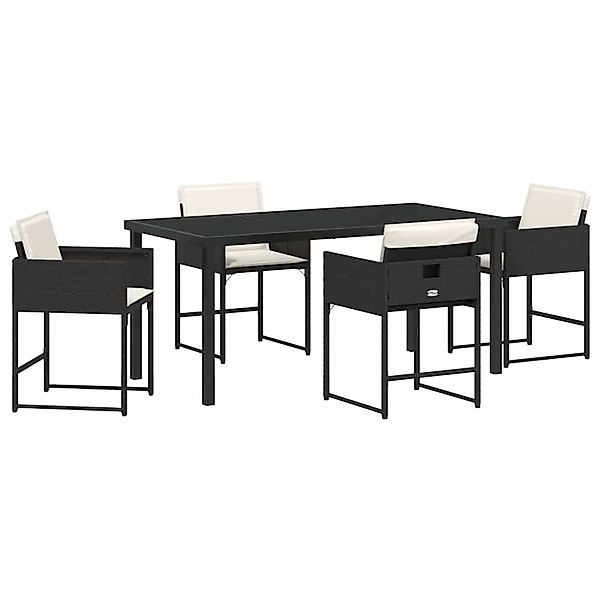 vidaXL Garten Essgruppe mit Kissen 5-Tlg Schwarz Poly Rattan 3380006 günstig online kaufen