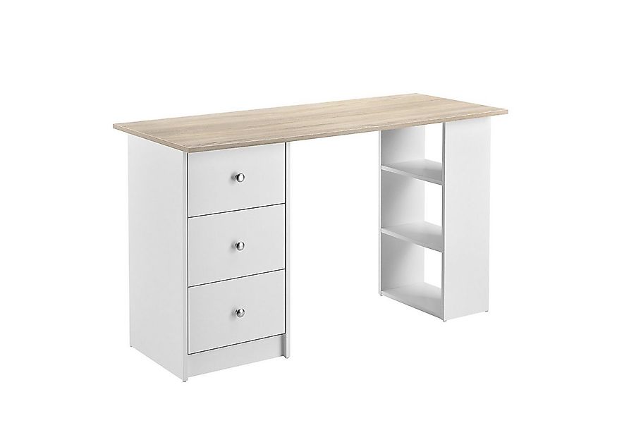 en.casa Schreibtisch, »Lemberg« mit Schubladen und Ablagen 120x50x72cm Weiß günstig online kaufen