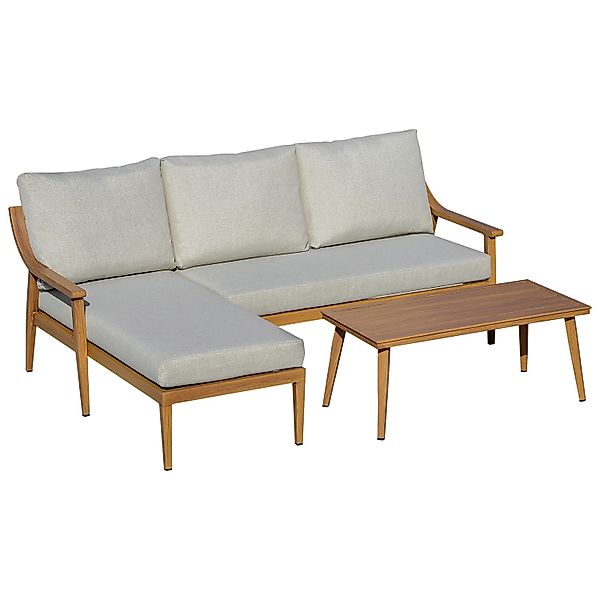 Outsunny 3-Teiliges Gartenmöbel Set mit Weicher Polsterung günstig online kaufen
