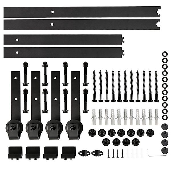 JEOBEST Schiebetür 366cm Schwarz, Schiebetürsystem für 2 Holztür, 1 Stück. günstig online kaufen