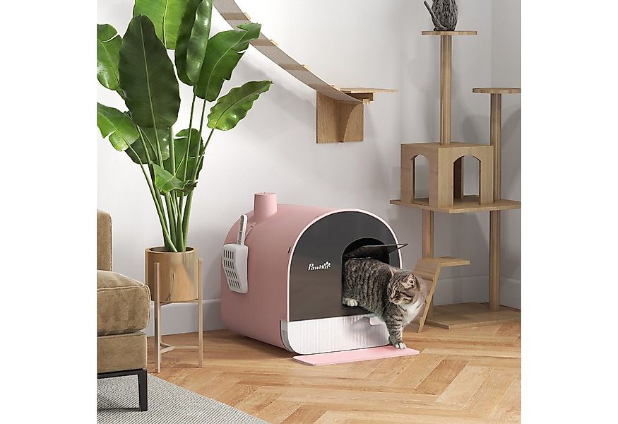 PawHut Katzentoilette Katzenklo mit Deckel inkl. Schaufel, ausziehbares Tab günstig online kaufen
