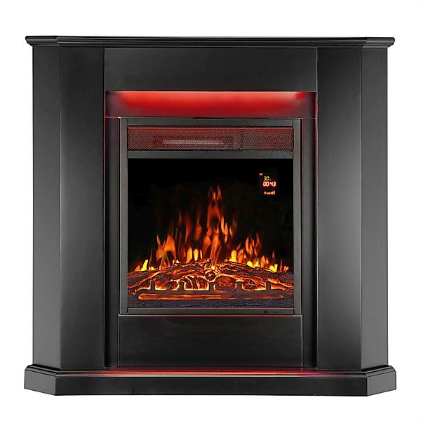 Juskys Elektrokamin Dreieckig mit Heizung & Flammeneffekt 1000/2000 W Schwa günstig online kaufen