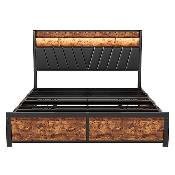 Furnishings Home Polsterbett Stauraumbett Doppelbett LED (1 tlg, Mit Vier e günstig online kaufen