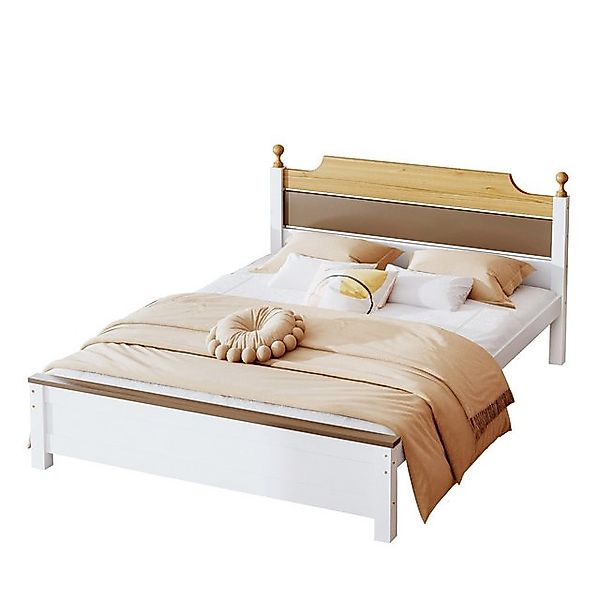 Flieks Massivholzbett, Doppelbett Kiefernholzbett mit Kopfteil günstig online kaufen