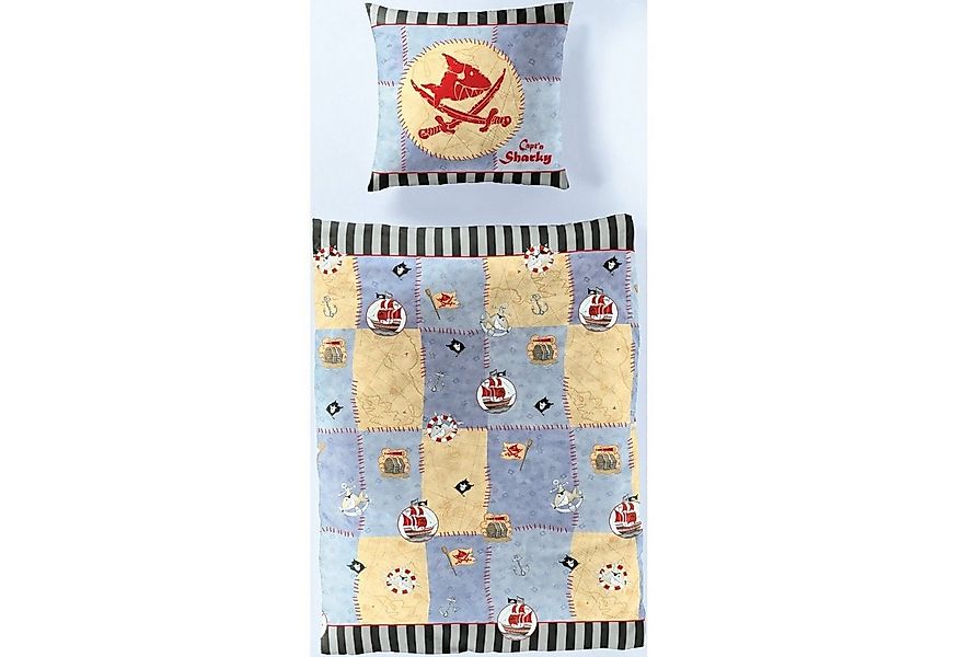 BIERBAUM Kinderbettwäsche Cäptn Sharky Pirat 80 x 80 cm 135 x 200 cm in Ren günstig online kaufen