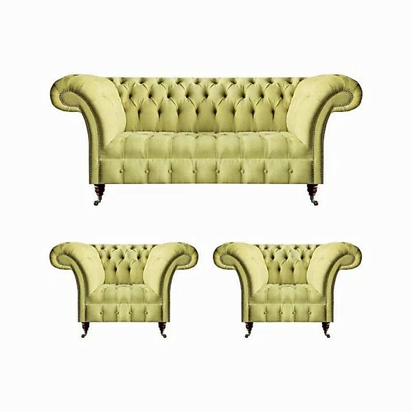 JVmoebel Chesterfield-Sofa Polstermöbel Sofagarnitur Wohnzimmer 3tlg Cheste günstig online kaufen