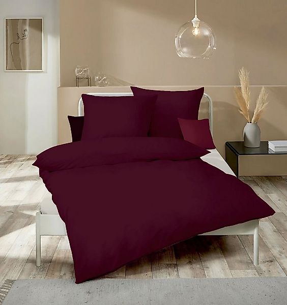 Kaeppel Bettwäsche Uni Einfarbig Burgund Bordeaux Modern versch. Größen, Bi günstig online kaufen