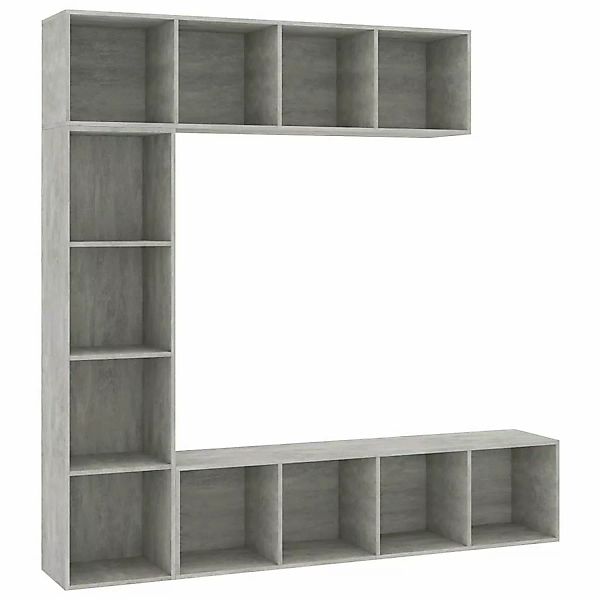 vidaXL Bücherregal 3-tlg. Bücher-/TV-Schrank Set Betongrau günstig online kaufen