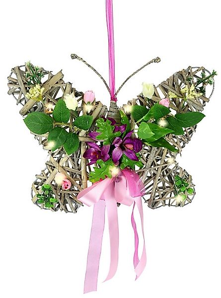 Kunstkranz Deko-Objekt Schmetterling Orchideen, I.GE.A., Höhe 40 cm, Mit LE günstig online kaufen