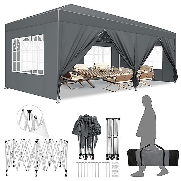 LUCKZON Pavillon 3x6m, wasserdicht&UV-Schutz 50+, inkl. günstig online kaufen
