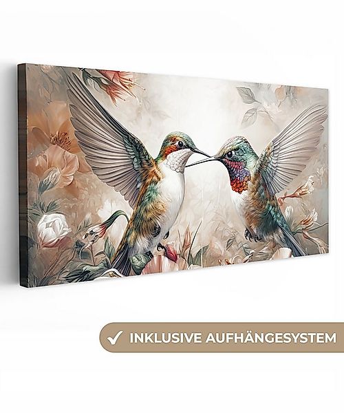 OneMillionCanvasses® Leinwandbild Panorama Kolibri - Vögel - Blumen - Natur günstig online kaufen