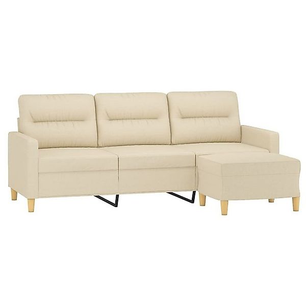 vidaXL Sofa 3-Sitzer-Sofa mit Hocker Creme 180 cm Stoff günstig online kaufen