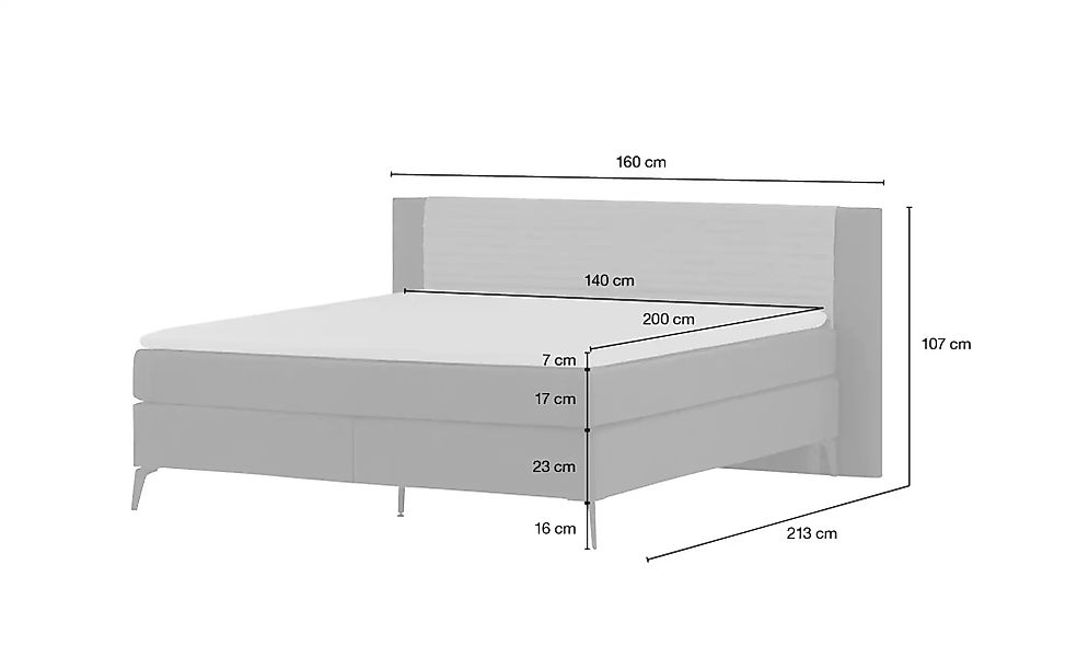 Boxspringbett  Synda ¦ grau ¦ Maße (cm): B: 160 H: 107 Betten > Einzelbette günstig online kaufen