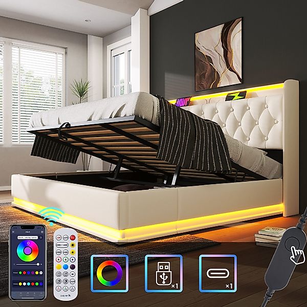 HAUSS SPOLE Polsterbett 180x200cm mit LED-Beleuchtung, günstig online kaufen