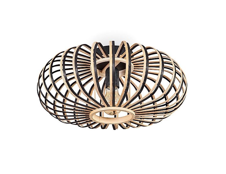 hofstein Deckenleuchte moderne Deckenlampe aus Metall/Bambus in Schwarz/Nat günstig online kaufen