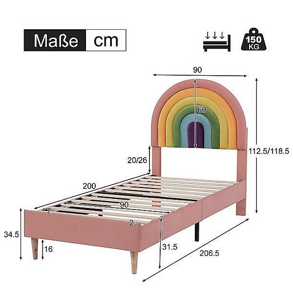 STILVORA Polsterbett 90×200 Kinderbett Jugendbett mit verstellbares Kopftei günstig online kaufen
