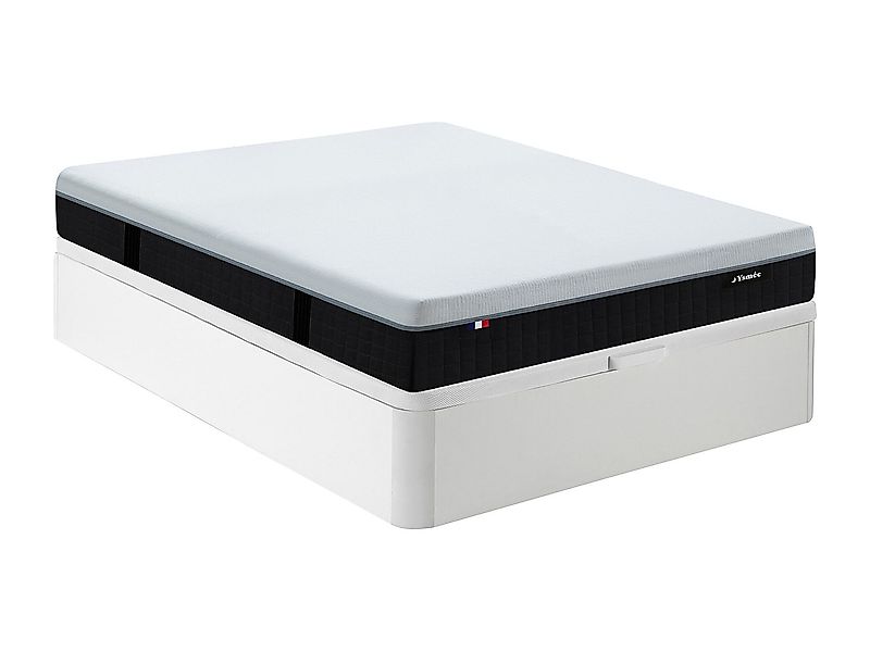 Set aus Bettgestell mit Bettkasten + Hybridmatratze feuerfest - 140 x 190 c günstig online kaufen