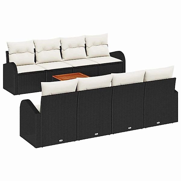 vidaXL Garten-Sofa-Set 9-Tlg Schwarz Weiß 3356220 günstig online kaufen
