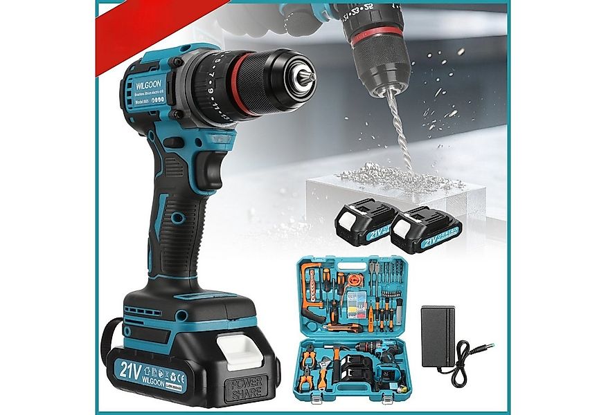 WILGOON Akku-Bohrschrauber 21V Akkuschrauber Set, Akkubohrer mit 120PCS Wer günstig online kaufen
