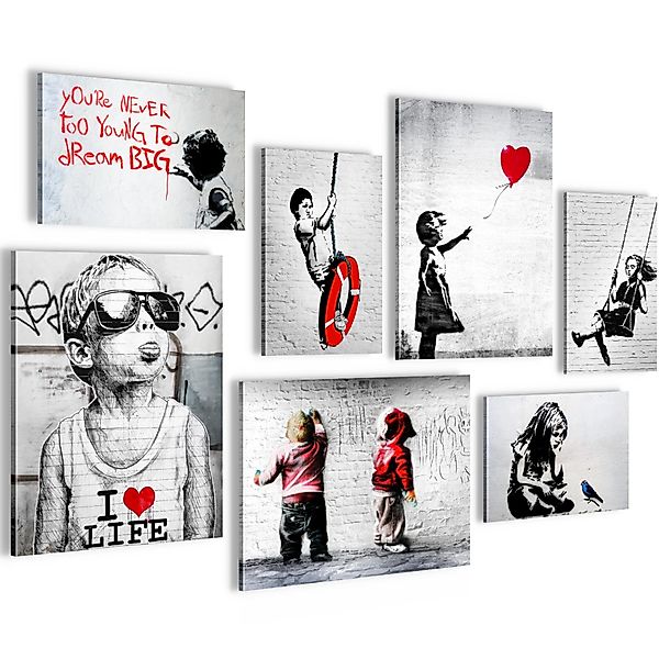 Novart Wandbild Wandbilder Banksy Collage Street Art Wohnzimmer Loft, Kinde günstig online kaufen
