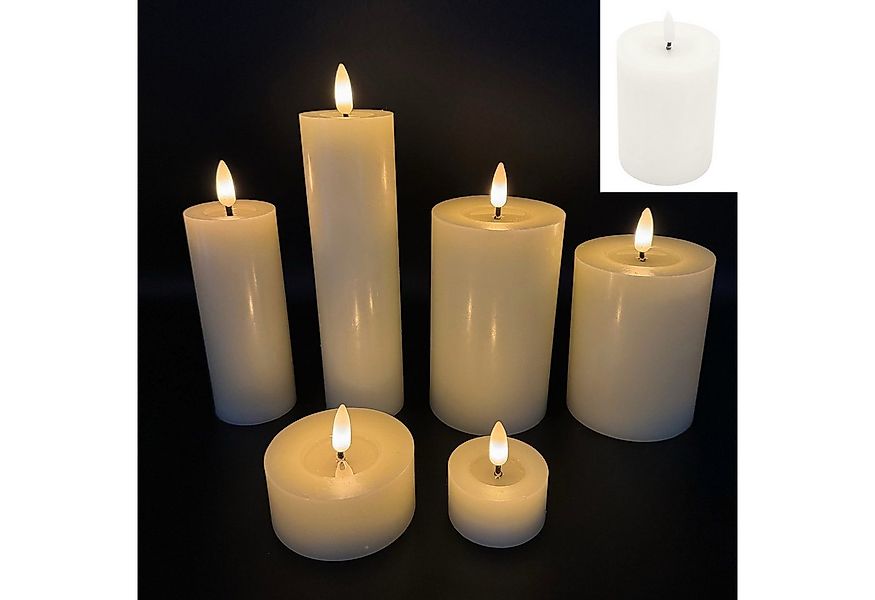 Online-Fuchs LED-Kerze 6er Set LED-Kerzen aus Echtwachs mit realistischer F günstig online kaufen