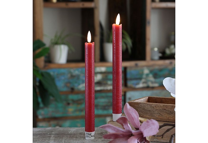 MARELIDA LED-Kerze LED Stabkerzen Tafelkerzen Dinner Spitzkerzen rustikal 2 günstig online kaufen