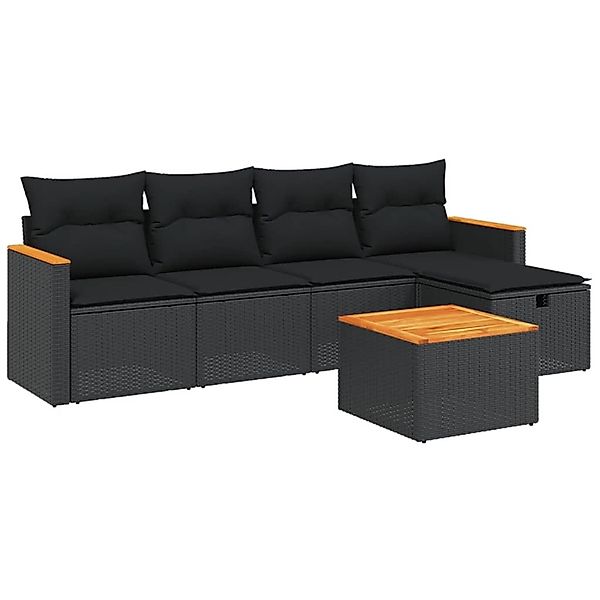 vidaXL 6-tlg Garten-Sofagarnitur mit Kissen Schwarz Poly Rattan Modell 143 günstig online kaufen