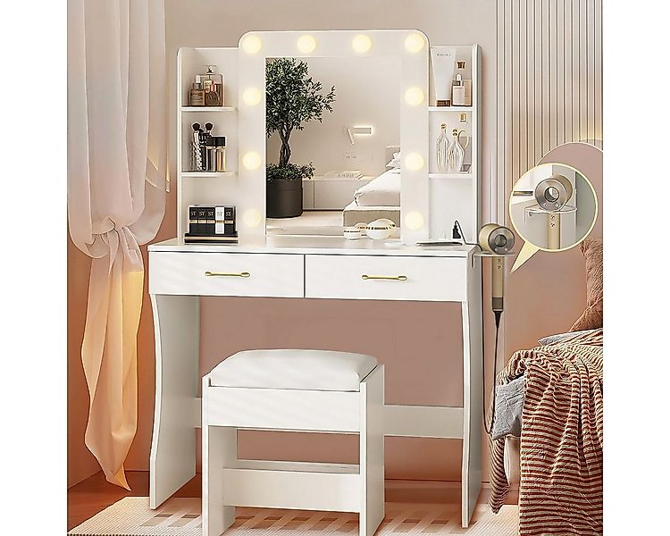 Mihtrov Schminktisch mit Spiegel und LED-Beleuchtung (1 Tisch mit Hocker), günstig online kaufen