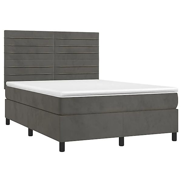 vidaXL Boxspringbett mit Matratze & LED Dunkelgrau 140x200 cm Samt 3136186 günstig online kaufen
