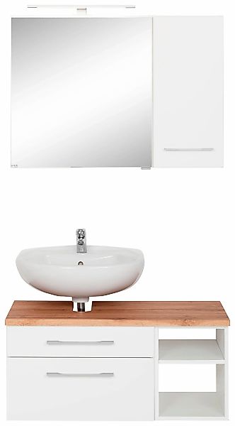 welltime Badmöbel-Set "Davos" 3 Stk. tlg. mit LED-Beleuchtung, Hängeschrank günstig online kaufen