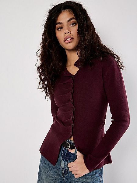 Apricot Strickpullover Strickoberteil mit geraffter Knopfleiste günstig online kaufen