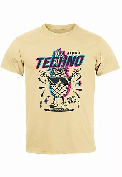 Neverless Print-Shirt Herren T-Shirt Shirt Techno Tanzen Lustig Ananas Rave günstig online kaufen
