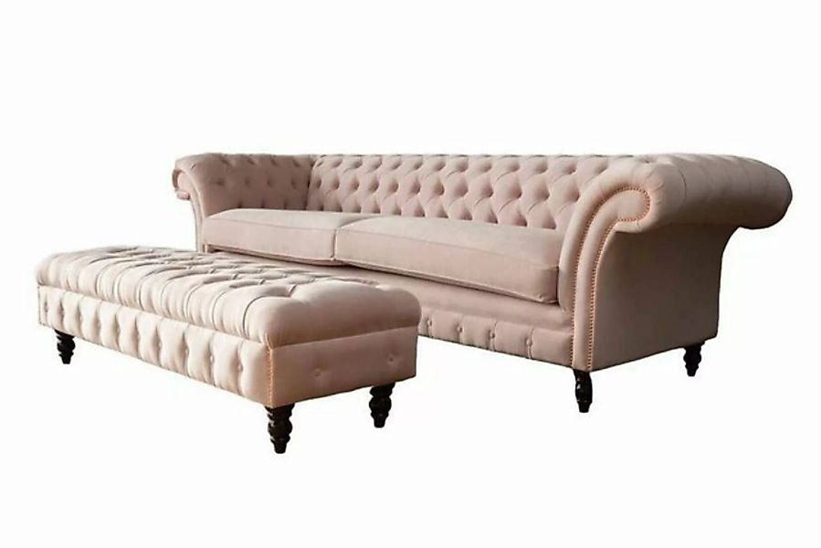 JVmoebel Sofa Sofa 4 Sitzer Hocker Couch Polster Chesterfield Sitz Textil S günstig online kaufen