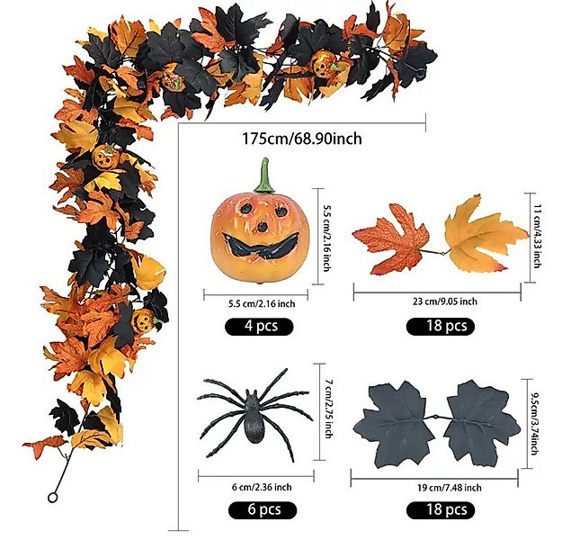 Kunstranke Herbst Girlande Ahornblätter, Ahornblatt Kürbis Herbstkranz, Coo günstig online kaufen