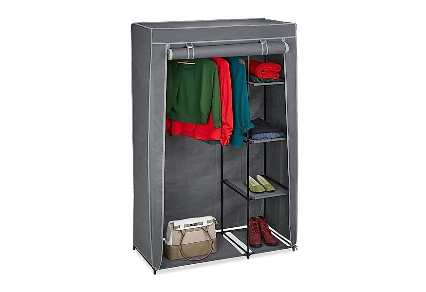 relaxdays Stoffschrank mit Kleiderstange Anthrazit günstig online kaufen