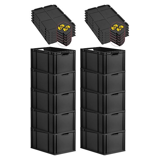 PROREGAL SparSet 10x Eurobox Nextgen Grip Mit Auflagedeckel Und Gelben Vers günstig online kaufen