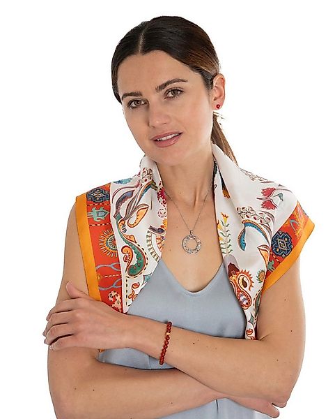 MayTree Seidentuch Premium Twill-Seide 64x64cm, Folklore orange, Nickituch, günstig online kaufen