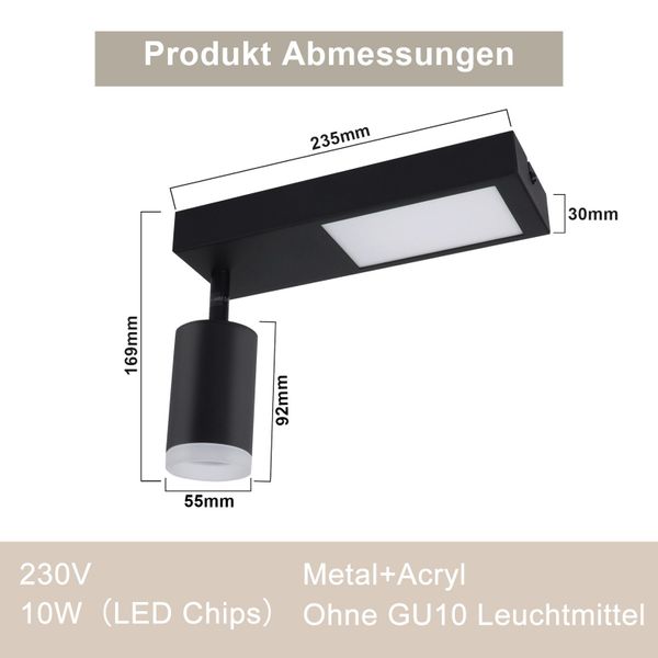 ZMH Deckenstrahler 1 Flammig 10W Schwarz/Weiß günstig online kaufen