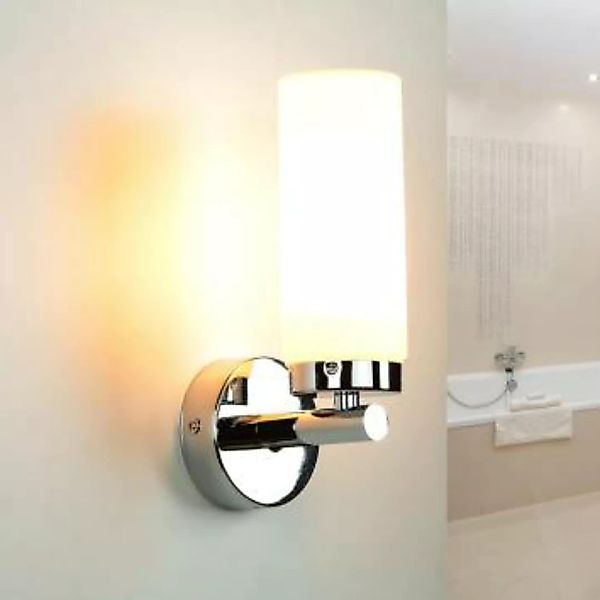 Badlampe Wand Spiegel Glas Metall in Chrom Weiß elegant günstig online kaufen