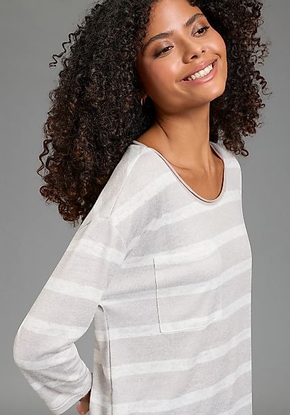 Laura Scott Streifenpullover leichter Übergangspullover mit seitlichem Schl günstig online kaufen