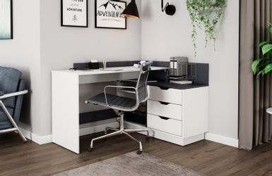 byLIVING Eckschreibtisch "Bern" mit viel Stauraum, Breite 129 cm, rechts od günstig online kaufen