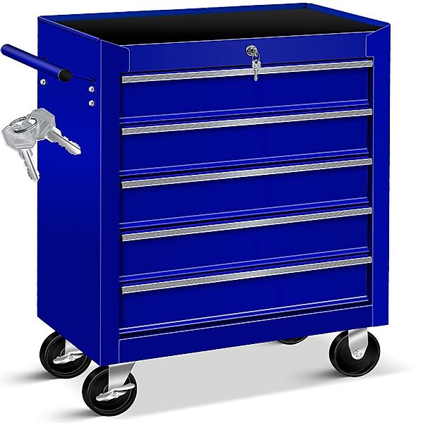 MASKO Werkstattwagen, 5 Fächer Blau, Werkzeugwagen günstig online kaufen