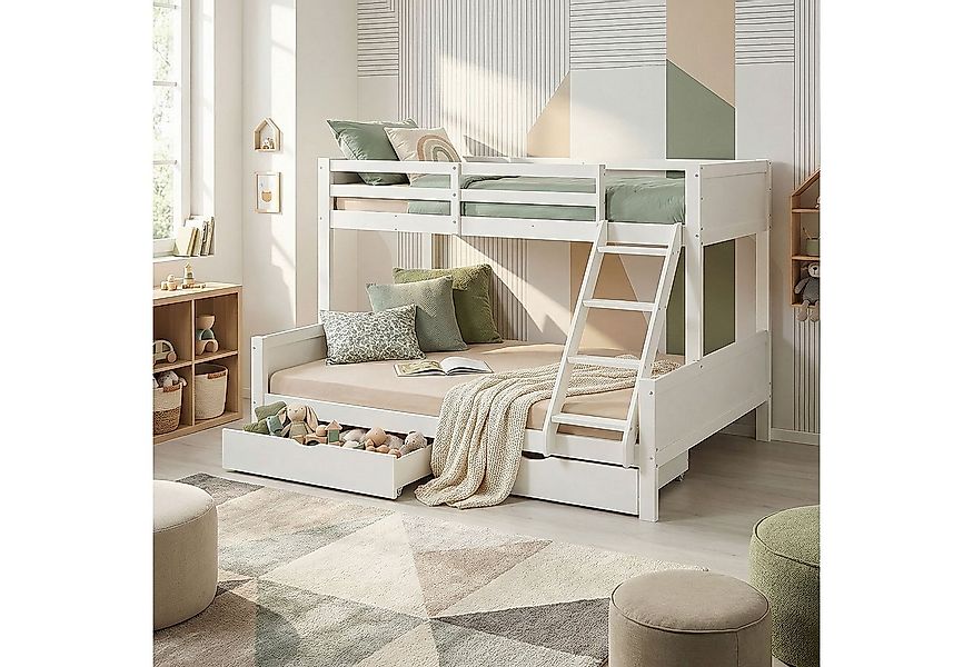 Homestyle4u Etagenbett Hochbett Kinder 90x200 &140x200 Massivholz inkl. 2 L günstig online kaufen
