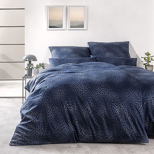 Estella Mako Satin Bettwäsche Naoko 7569-606 indigo 135x200 günstig online kaufen