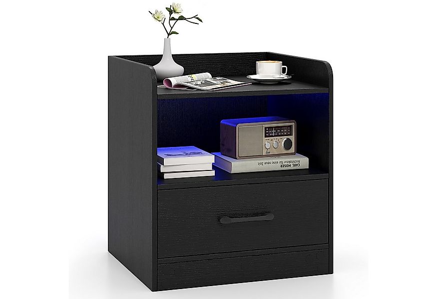 COSTWAY Nachttisch (1-St), Beistelltisch, Nachttisch mit LED, Schublade günstig online kaufen