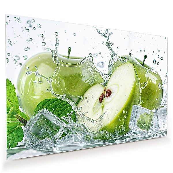 Primedeco Glasbild Wandbild Frische Äpfel Splash günstig online kaufen
