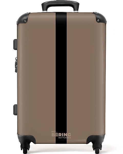 NoBoringSuitcases.com© Hartschalen-Trolley Hellbraun mit schwarzem Streifen günstig online kaufen