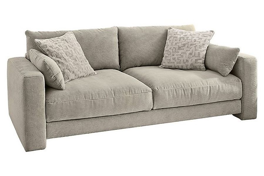 Jockenhöfer Gruppe Big-Sofa MILEY, Greige, Cord, mit Rücken- und Zierkissen günstig online kaufen