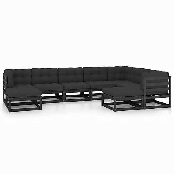 9-tlg. Garten-lounge-set Mit Kissen Schwarz Massivholz Kiefer günstig online kaufen